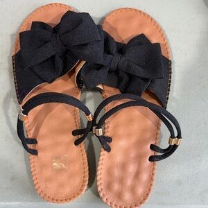 Women’s Black Bow Slip-On Sandals
